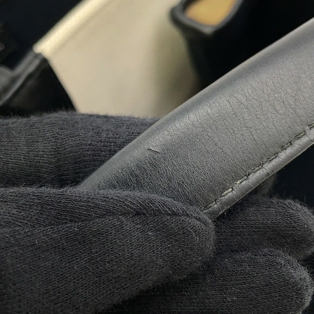 バレンシアガ トートバッグ ネイビーカバス S ポーチ付 339933 BALENCIAGA 黒 白