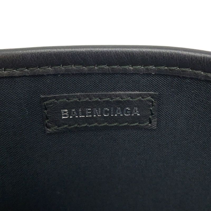 バレンシアガ トートバッグ ネイビーカバス S ポーチ付 339933 BALENCIAGA 黒 白