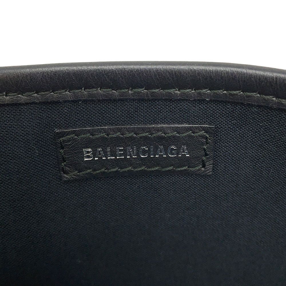 バレンシアガ トートバッグ ネイビーカバス S ポーチ付 339933 BALENCIAGA 黒 白