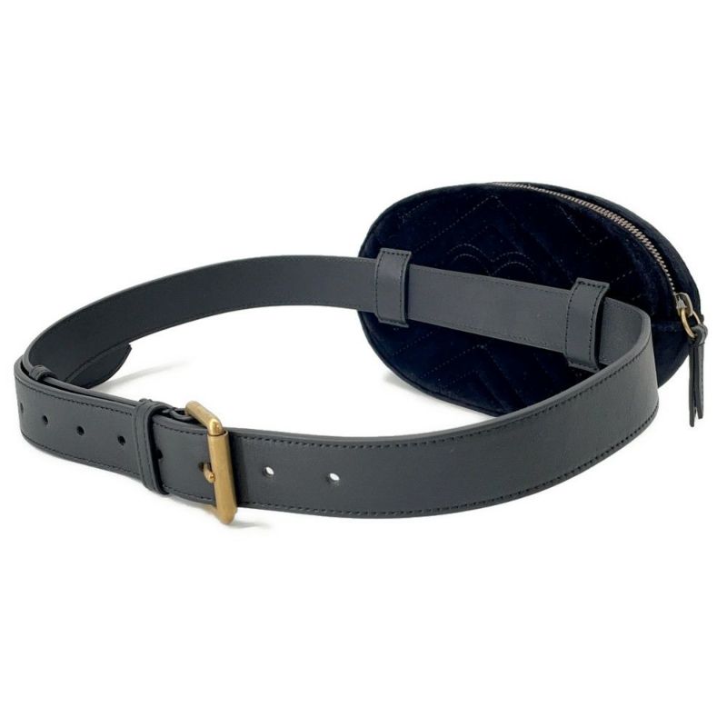 グッチ ウエストバッグ GGマーモント キルティング レザー/ベロア 476434 GUCCI バッグ ウエストポーチ 黒