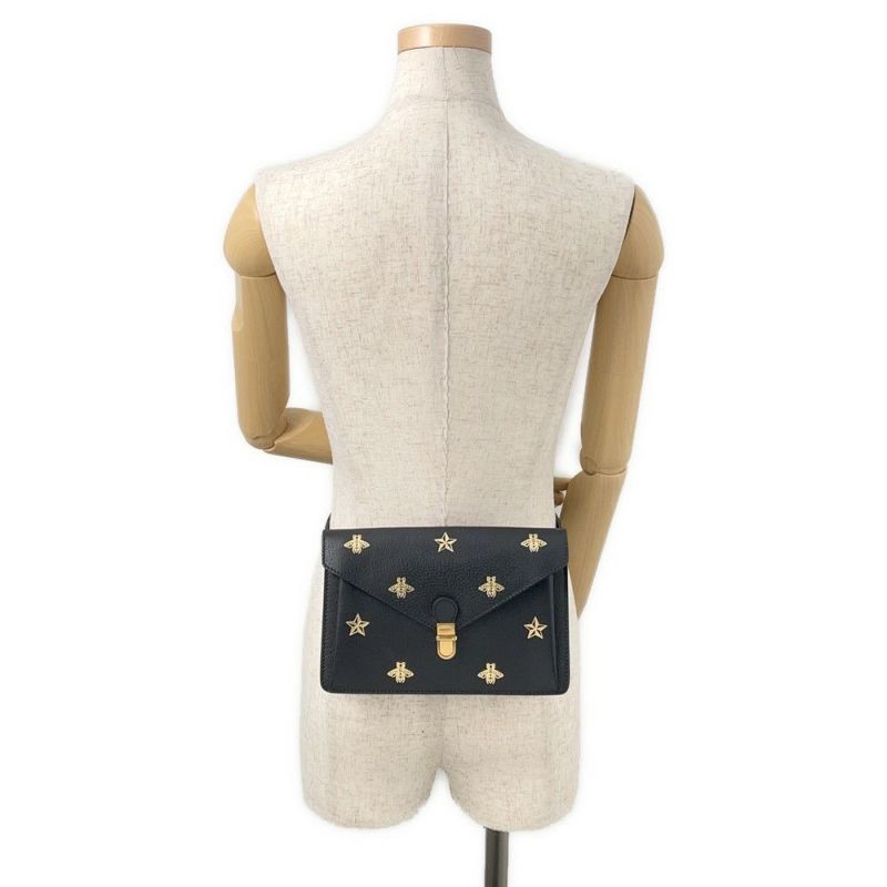 グッチ ウエストバッグ ビー スター 500964 GUCCI ウエストポーチ ボディバッグ ベルトバッグ 黒 蜂 ハチ 星