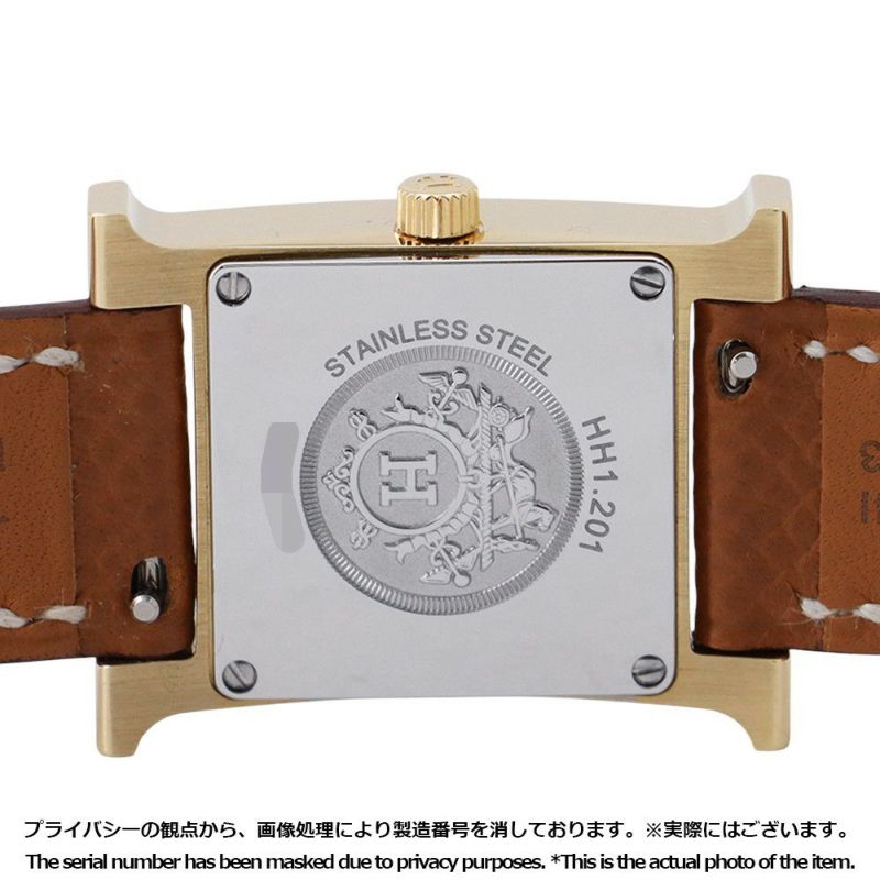 エルメス Hウォッチ PM エプソン/ゴールド HH1.201/W404380WW00 HERMES 腕時計 シルバーオパーリン文字盤 クォーツ