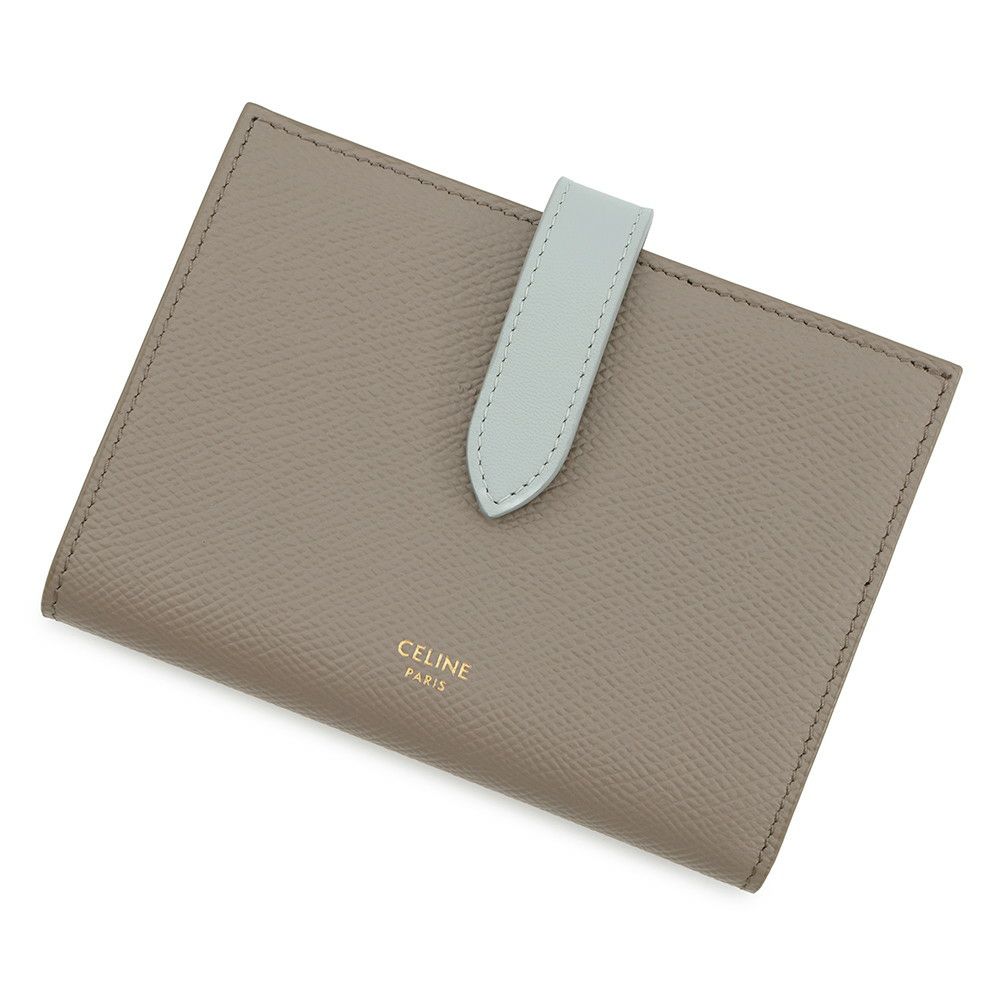 セリーヌ 二つ折り財布 ミディアム ストラップウォレット バイカラー グレインドカーフレザー 10B643BRU CELINE セール品