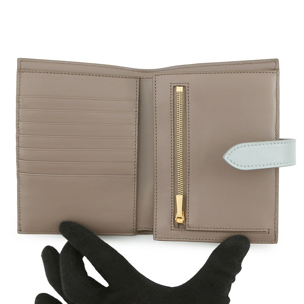 セリーヌ 二つ折り財布 ミディアム ストラップウォレット バイカラー グレインドカーフレザー 10B643BRU CELINE セール品