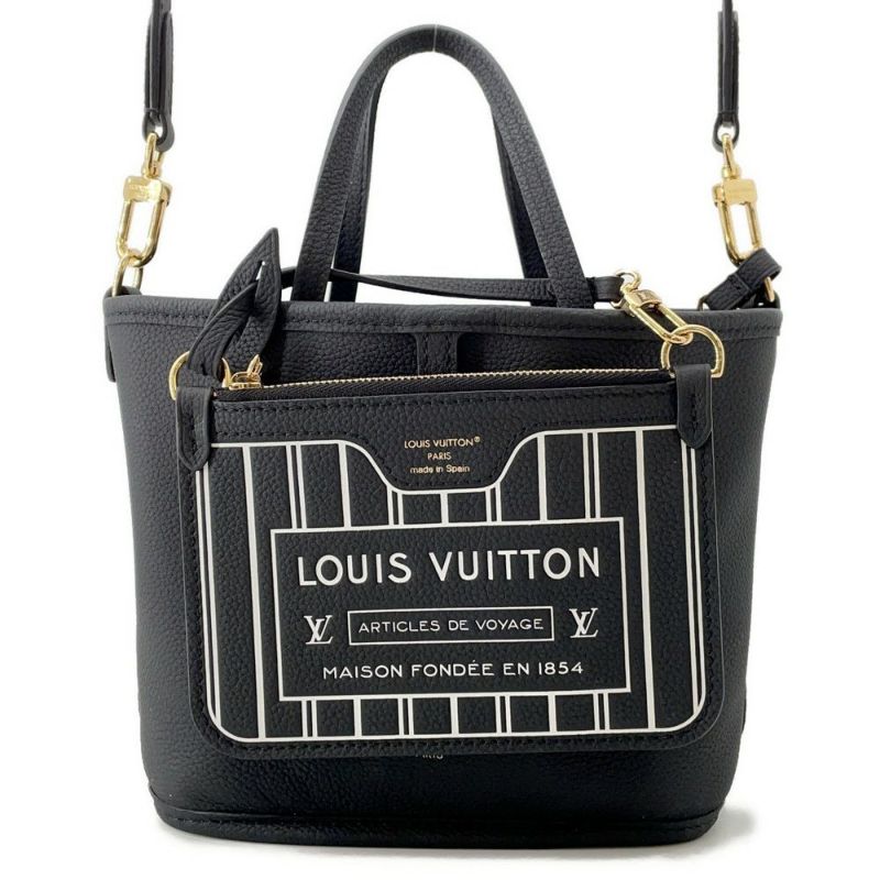 ルイヴィトン トートバッグ モノグラム/グレインレザー ネヴァーフル・インサイドアウトBB M12099 2wayショルダー 黒 ブラック