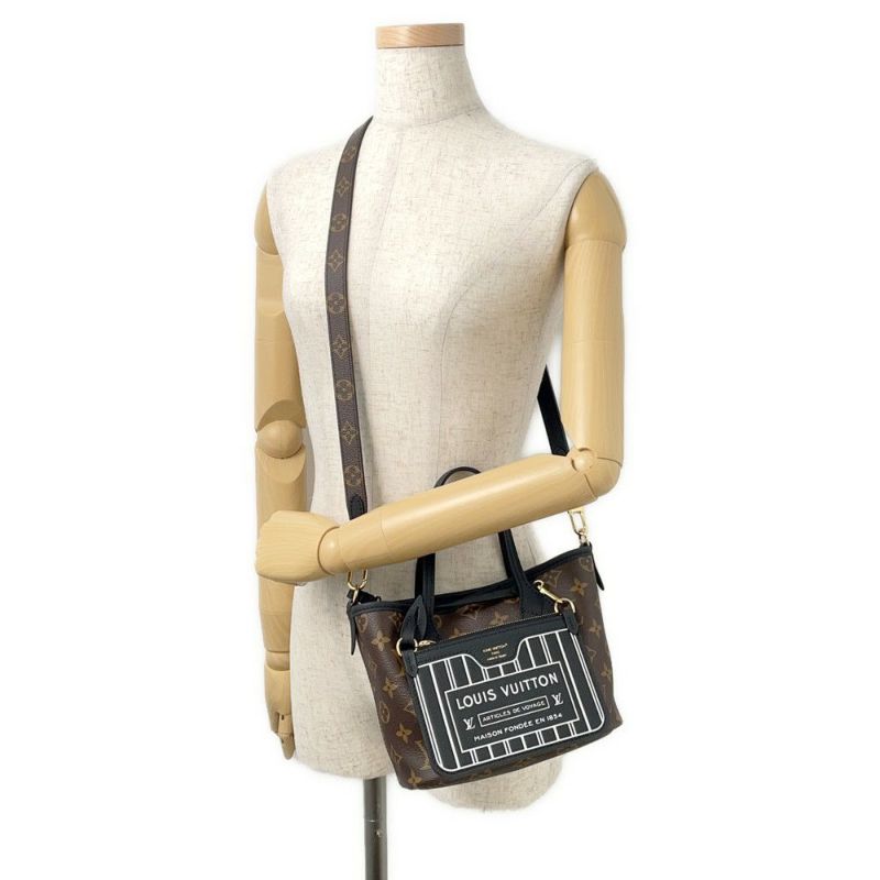 ルイヴィトン トートバッグ モノグラム/グレインレザー ネヴァーフル・インサイドアウトBB M12099 2wayショルダー 黒 ブラック