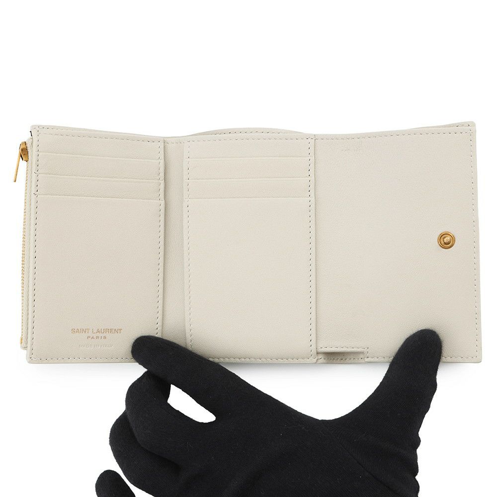 サンローランパリ 三つ折り財布 カサンドラ マテラッセ カレ コンパクト ウォレット ラムスキン 800763 SAINT LAURENT PARIS