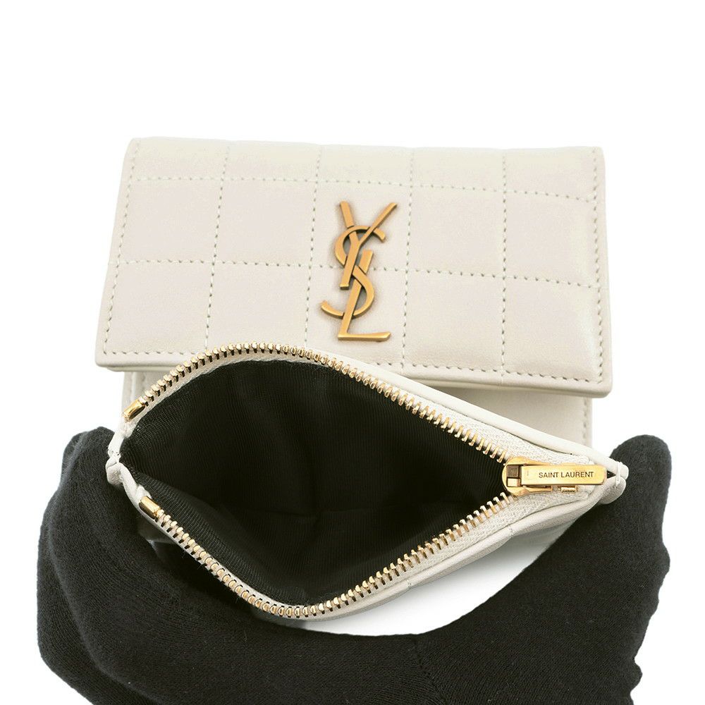サンローランパリ 三つ折り財布 カサンドラ マテラッセ カレ コンパクト ウォレット ラムスキン 800763 SAINT LAURENT PARIS