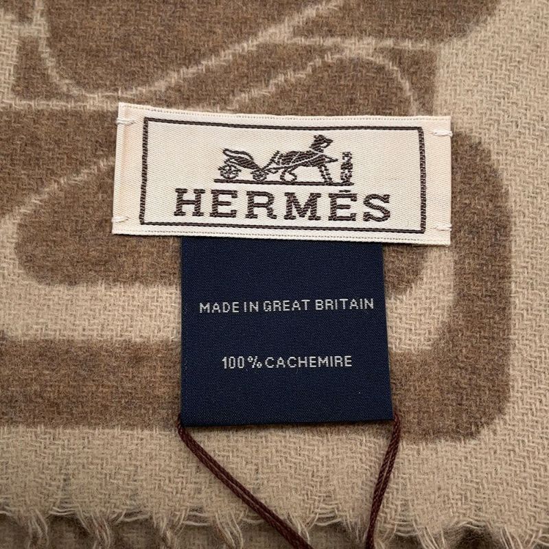 エルメス マフラー クリック・セ・ヌエ マロン・グラッセ/クレ カシミヤ バイカラー HERMES ストール