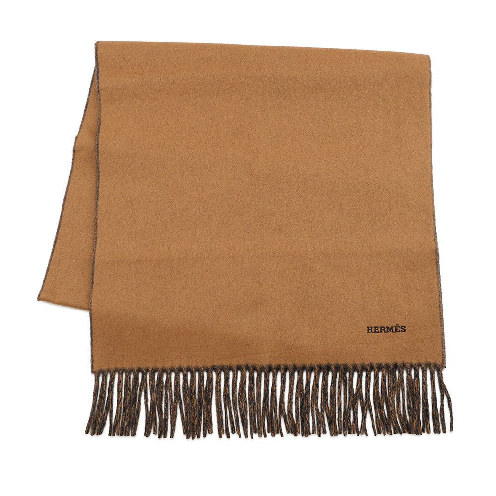 エルメス マフラーレクトヴェルソ リバーシブル キャメル/マリン カシミヤ HERMES ストール メンズ