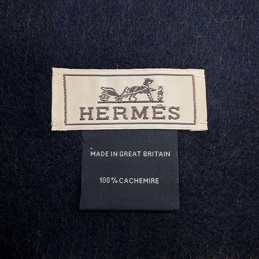 エルメス マフラーレクトヴェルソ リバーシブル キャメル/マリン カシミヤ HERMES ストール メンズ