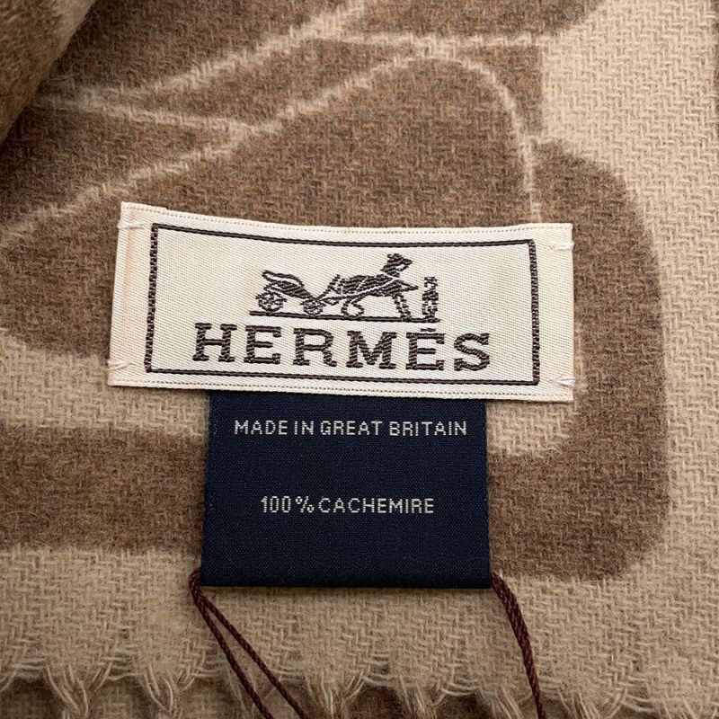 エルメス マフラー クリック・セ・ヌエ マロン・グラッセ/クレ カシミヤ バイカラー HERMES ストール
