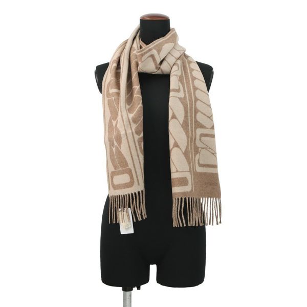 エルメス マフラー クリック・セ・ヌエ マロン・グラッセ/クレ カシミヤ バイカラー HERMES ストール