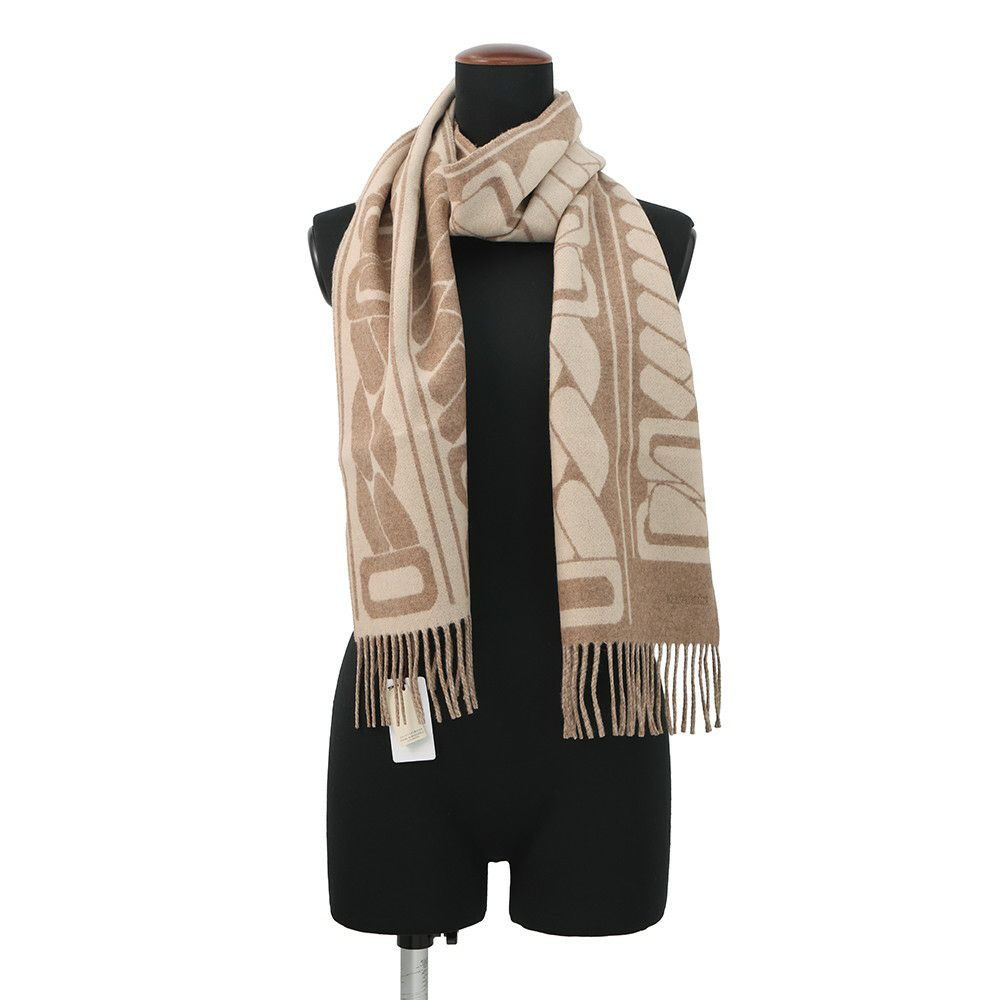 エルメス マフラー クリック・セ・ヌエ マロン・グラッセ/クレ カシミヤ バイカラー HERMES ストール