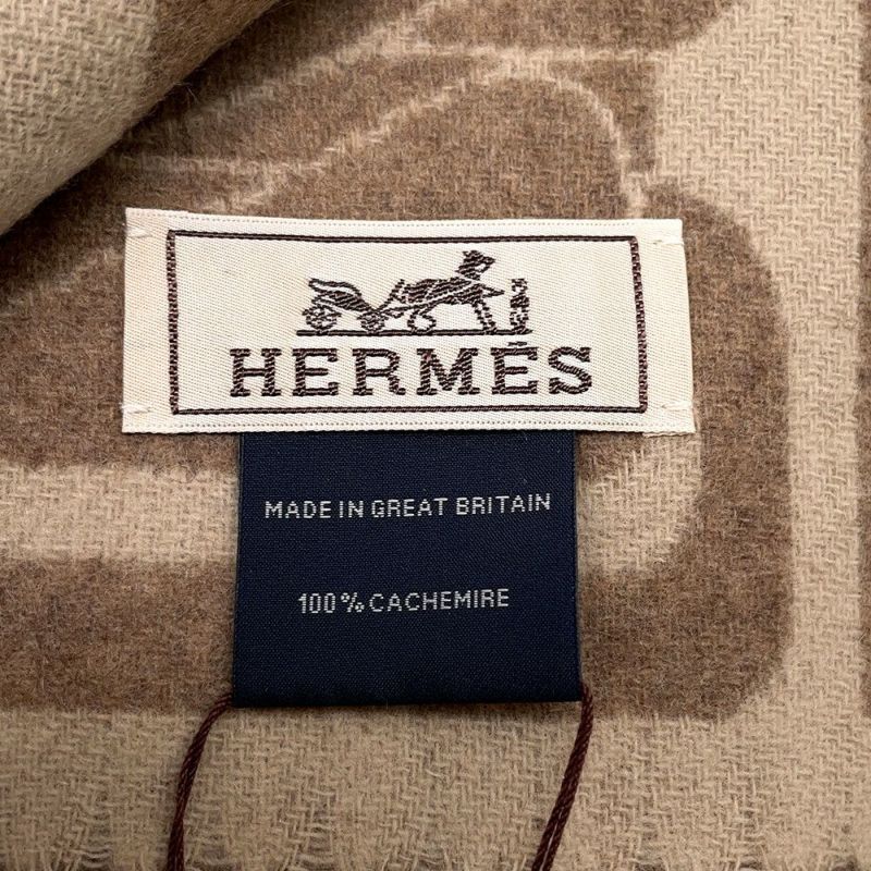 エルメス マフラー クリック・セ・ヌエ マロン・グラッセ/クレ カシミヤ バイカラー HERMES ストール