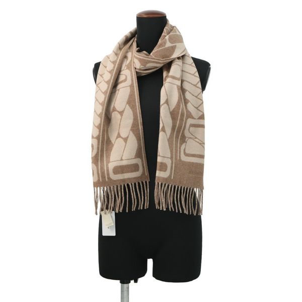 エルメス マフラー クリック・セ・ヌエ マロン・グラッセ/クレ カシミヤ バイカラー HERMES ストール