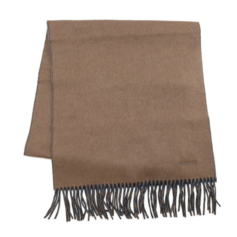 エルメス マフラーレクトヴェルソ リバーシブル エトゥープ / ブルー・アルドワーズ カシミヤ HERMES ストール メンズ