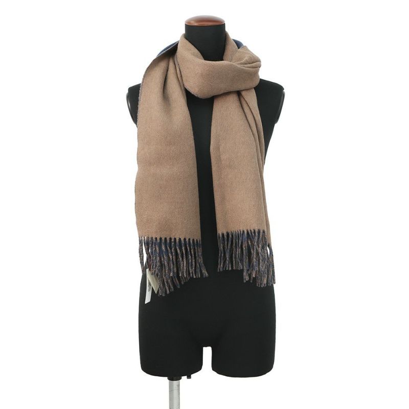 エルメス マフラーレクトヴェルソ リバーシブル エトゥープ / ブルー・アルドワーズ カシミヤ HERMES ストール メンズ