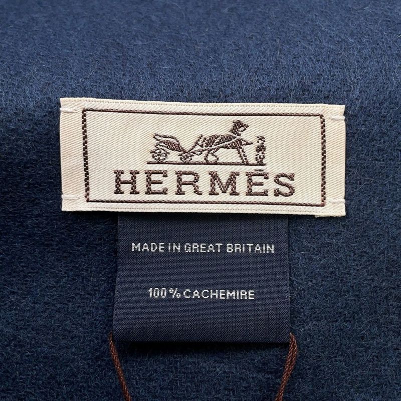エルメス マフラーレクトヴェルソ リバーシブル エトゥープ / ブルー・アルドワーズ カシミヤ HERMES ストール メンズ