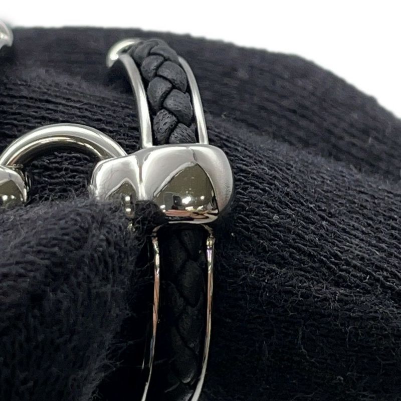 エルメス リング フリビュスティエ ブラック/シルバー金具 レザー サイズ58 HERMES 指輪 メンズ 黒