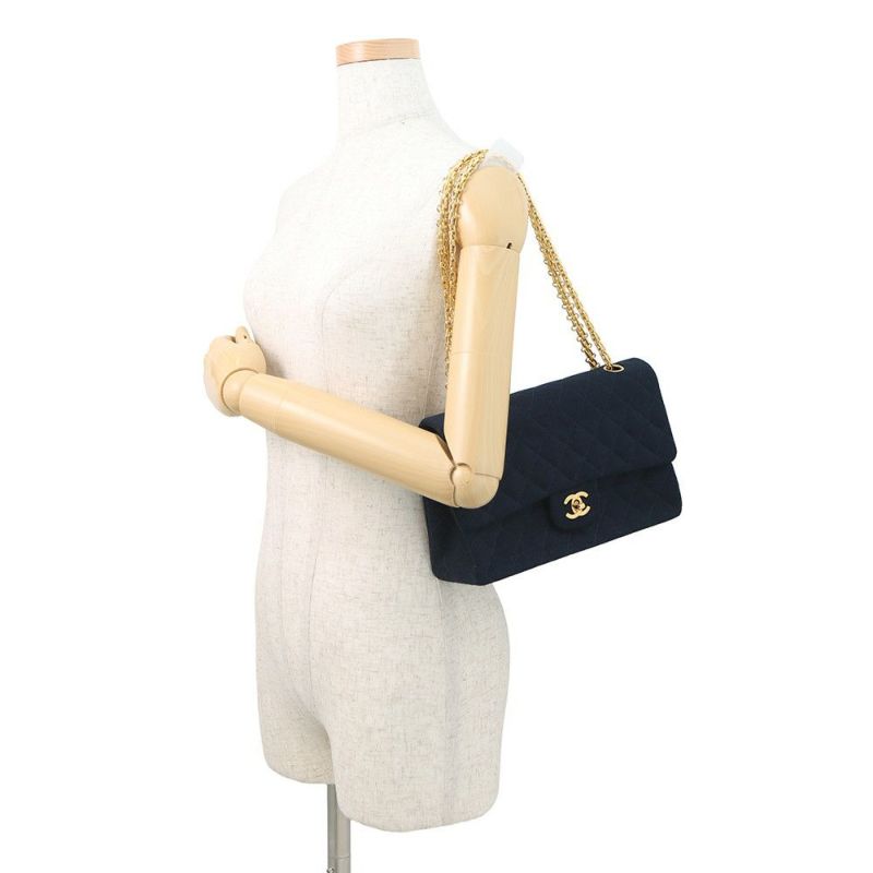 シャネル チェーンショルダーバッグ マトラッセ25 ココマーク ダブルチェーン コットンジャージー A01112  CHANEL バッグ