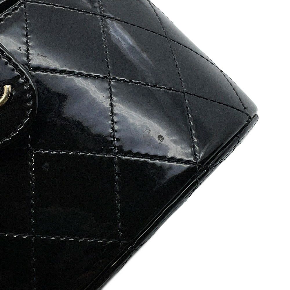 シャネル チェーンショルダーバッグ ココマーク マトラッセ バニティ パテント エナメル AP1616 CHANEL 黒