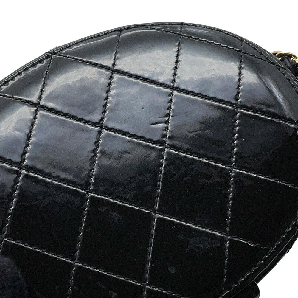 シャネル チェーンショルダーバッグ ココマーク マトラッセ バニティ パテント エナメル AP1616 CHANEL 黒