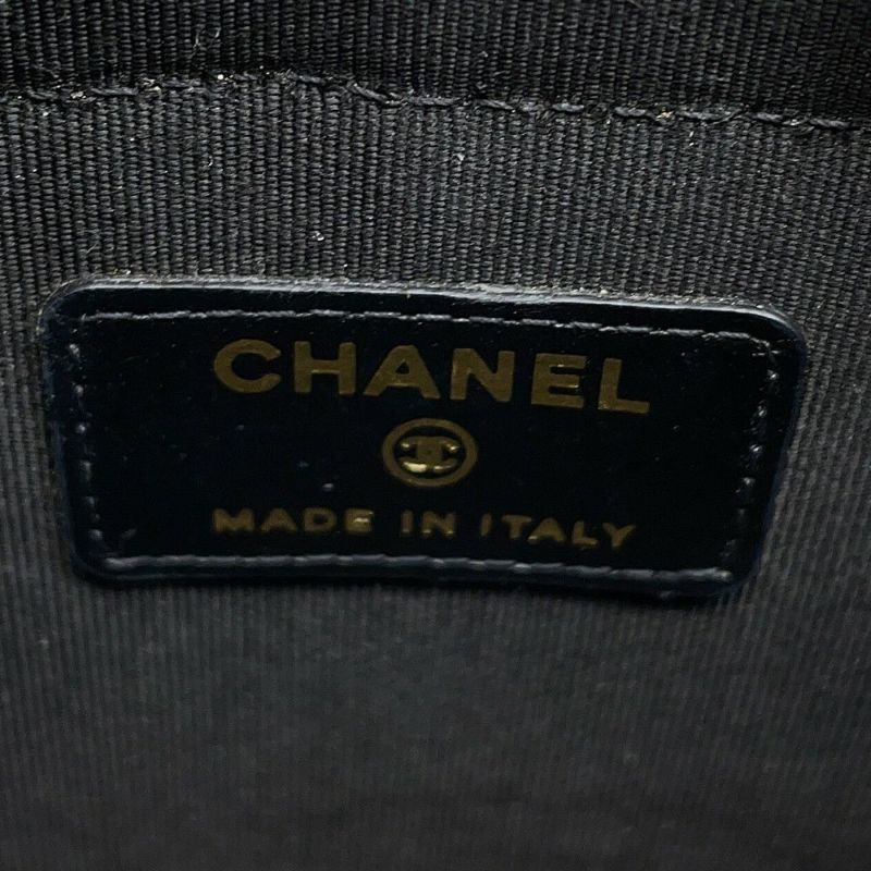 シャネル チェーンショルダーバッグ ココマーク マトラッセ バニティ パテント エナメル AP1616 CHANEL 黒