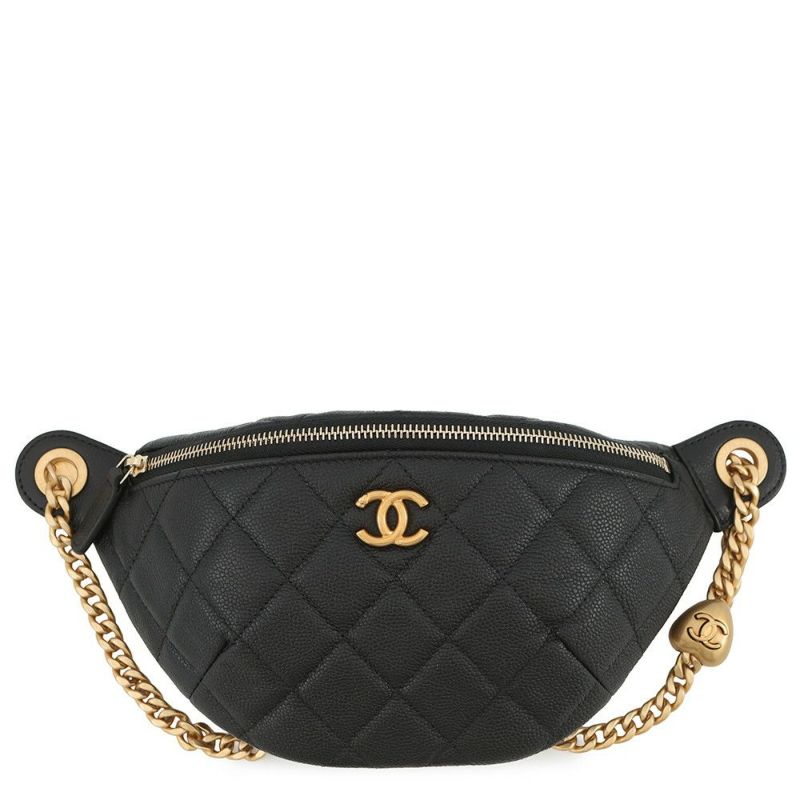 シャネル ボディバッグ ココマーク マトラッセ ハートチェーン キャビアスキン AP3761 CHANEL 黒 ショルダーバッグ