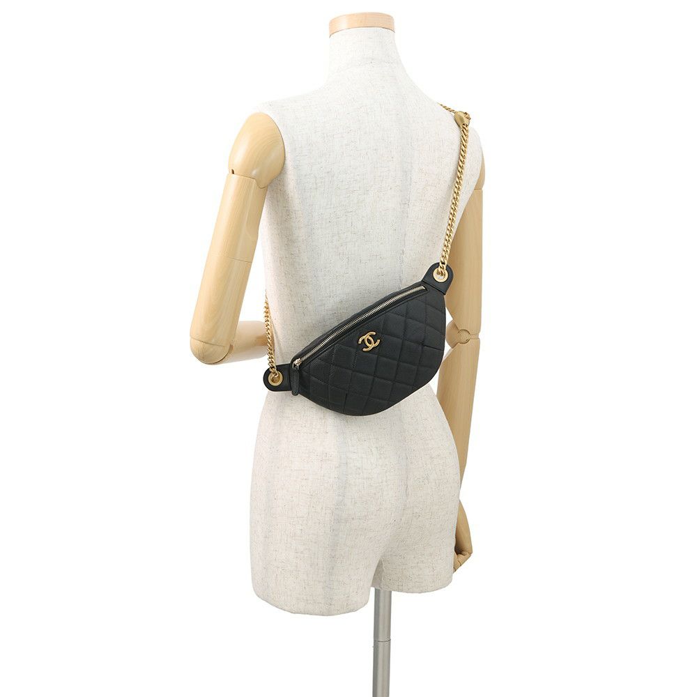シャネル ボディバッグ ココマーク マトラッセ ハートチェーン キャビアスキン AP3761 CHANEL 黒 ショルダーバッグ