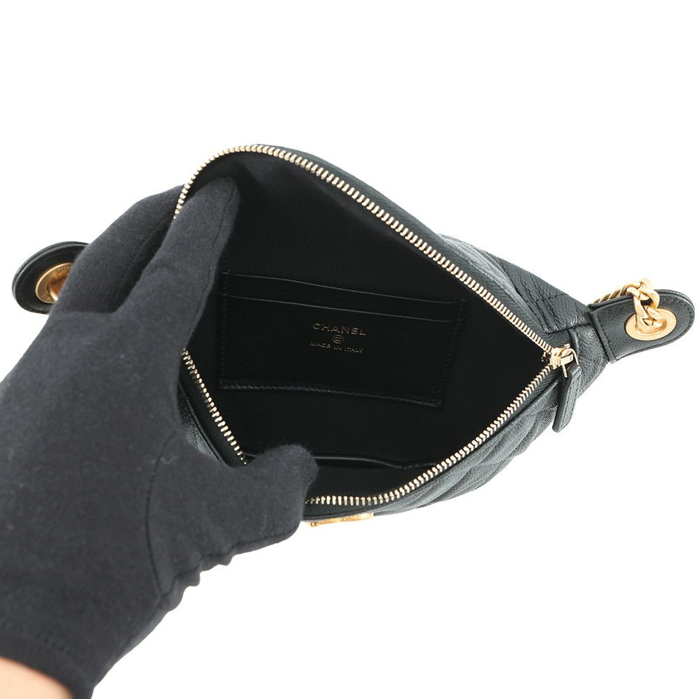 シャネル ボディバッグ ココマーク マトラッセ ハートチェーン キャビアスキン AP3761 CHANEL 黒 ショルダーバッグ