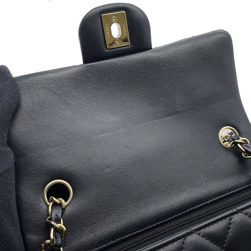 シャネル チェーンショルダーバッグ ミニ マトラッセ 20 ココマーク ラムスキン A69900 CHANEL 黒