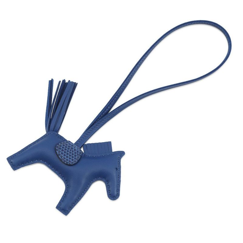 エルメス バッグチャーム ロデオPM タッチ ブルーフランス ラムスキン/リザード U刻印