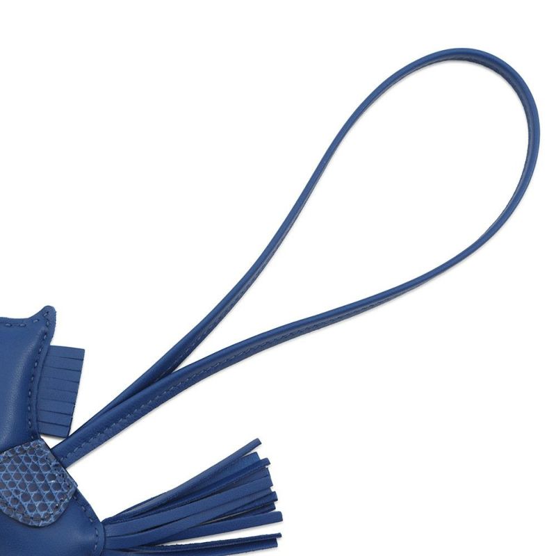 エルメス バッグチャーム ロデオPM タッチ ブルーフランス ラムスキン/リザード U刻印