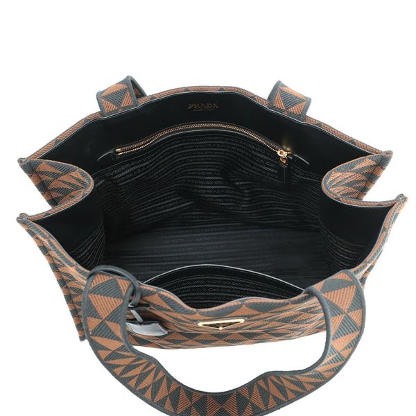 プラダ トートバッグ エンブロイダリー ロゴ キャンバス レザー 2VG106 PRADA 黒