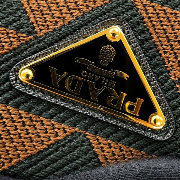 プラダ トートバッグ エンブロイダリー ロゴ キャンバス レザー 2VG106 PRADA 黒