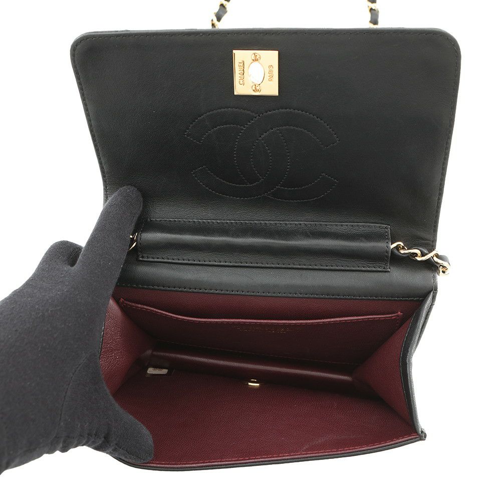 シャネル チェーンショルダーバッグ ココマーク ミニマトラッセ ラムスキン A03571 CHANEL 黒