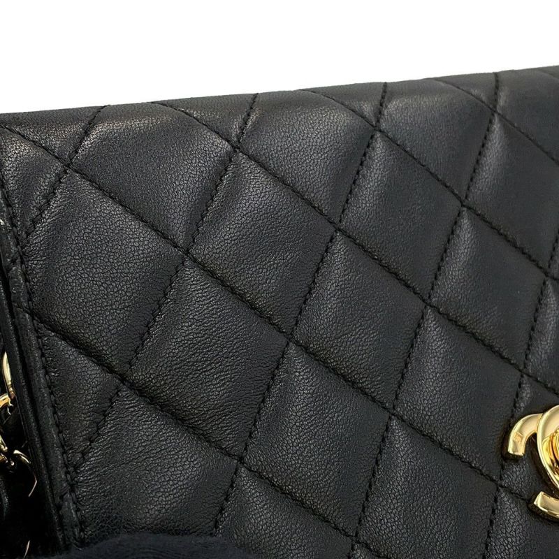 シャネル チェーンショルダーバッグ ココマーク ミニマトラッセ ラムスキン A03571 CHANEL 黒