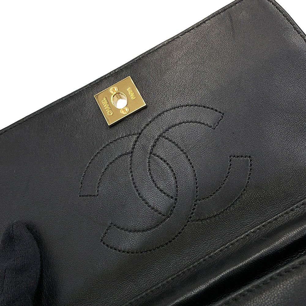 シャネル チェーンショルダーバッグ ココマーク ミニマトラッセ ラムスキン A03571 CHANEL 黒