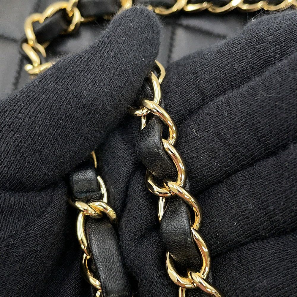 シャネル チェーンショルダーバッグ ココマーク ミニマトラッセ ラムスキン A03571 CHANEL 黒