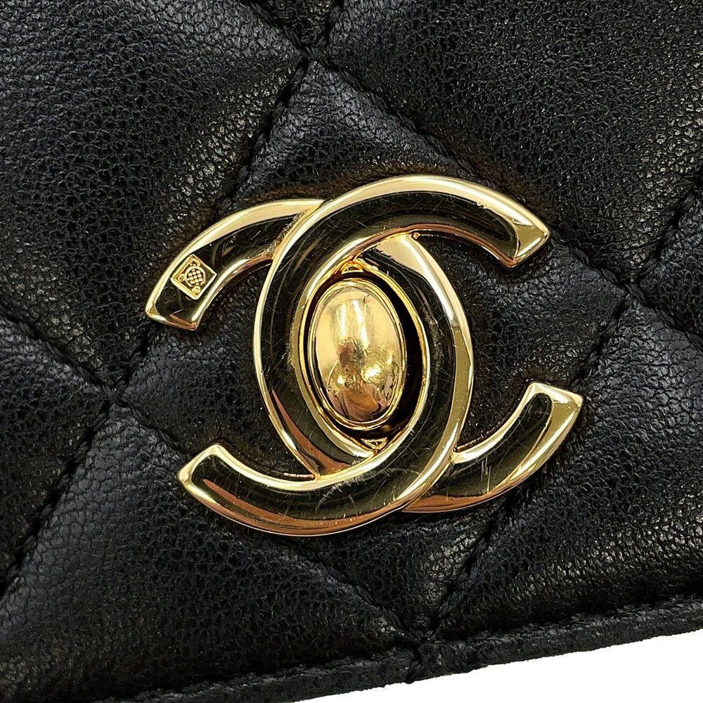 シャネル チェーンショルダーバッグ ココマーク ミニマトラッセ ラムスキン A03571 CHANEL 黒