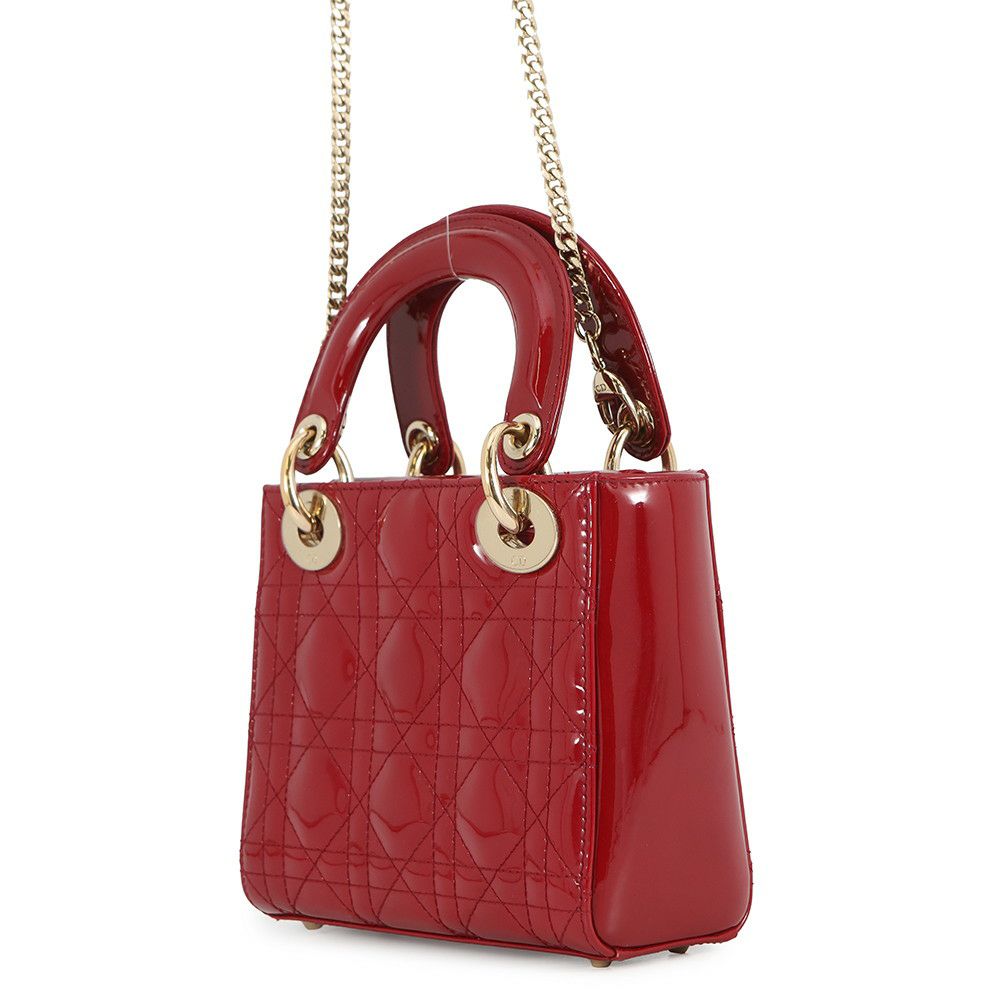 クリスチャン・ディオール ハンドバッグ カナージュ レディディオール ミニ パテント M0505OVRB 2way