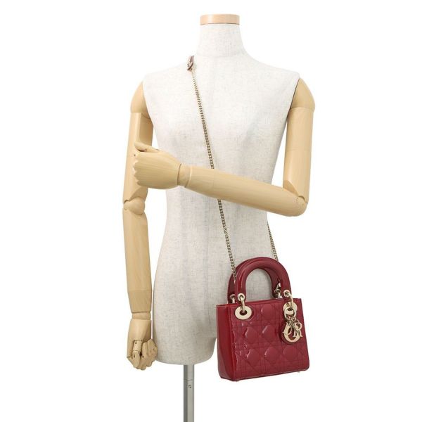 クリスチャン・ディオール ハンドバッグ カナージュ レディディオール ミニ パテント M0505OVRB 2way