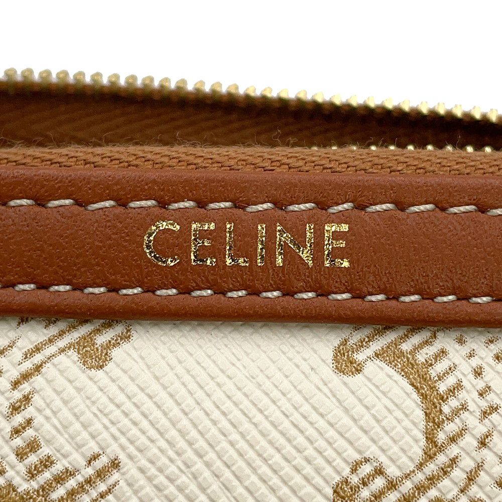 セリーヌ チェーンショルダーバッグ トリオンフ チェーンクラッチ 10E382CBX.01TA CELINE 白 ブラウン
