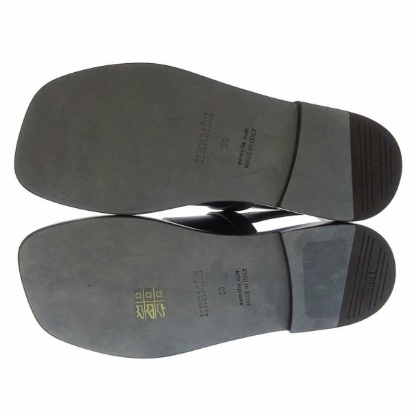 エルメス サンダル ジャコモ GIACOMO レザー レディースサイズ39 HERMES 靴 黒