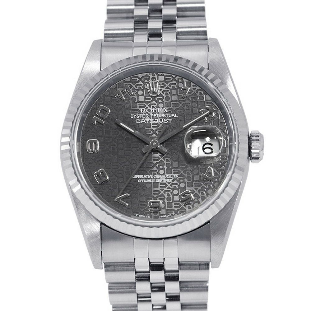 ロレックス デイトジャスト S番 SS/K18ホワイトゴールド 16234 ROLEX 腕時計 グレーコンピューター文字盤