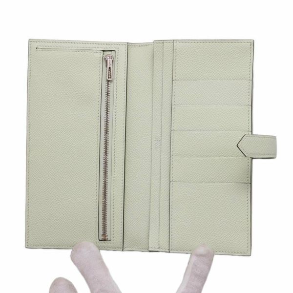 エルメス 長財布 ベアンスフレ ヴェールフィズ/シルバー金具 エプソン B刻印 HERMES 財布