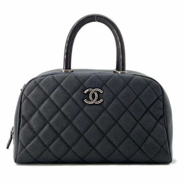 シャネル ボストンバッグ マトラッセ ココマーク ミニボストン キャビアスキン/リザード CHANEL 黒 安心保証 |  中古・新品ブランド販売ギャラリーレア公式通販