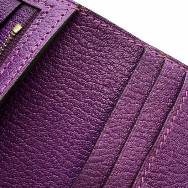 エルメス 二つ折り財布 ベアンコンパクト シクラメン/ゴールド金具 シェブルミゾル □H刻印 財布 シェーブル