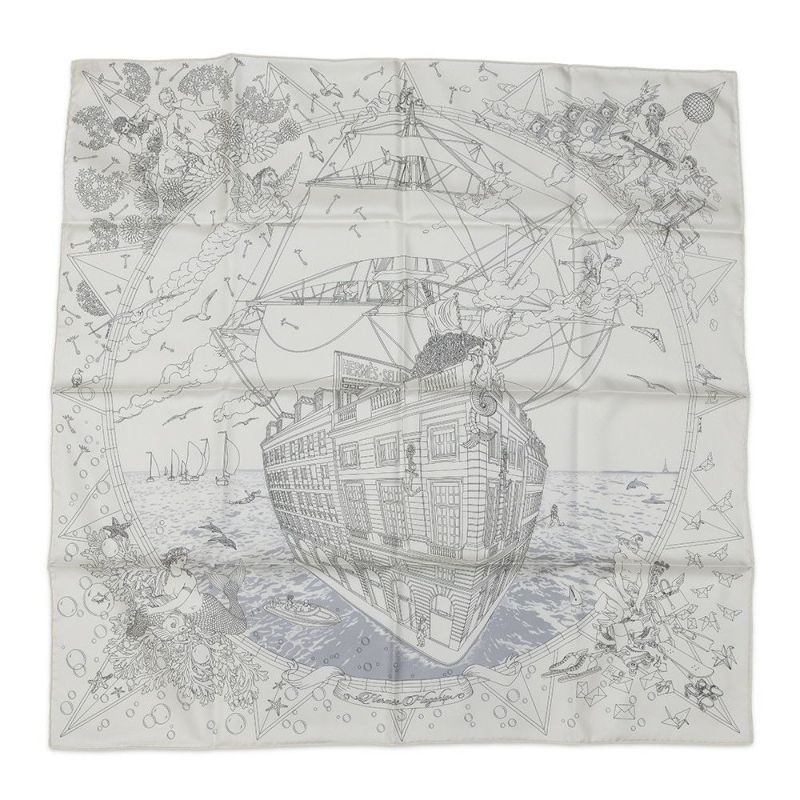 エルメス スカーフ カレ90 エルメス・フラッグシップ Hermes Flagship HERMES シルクスカーフ 2024年春夏 白